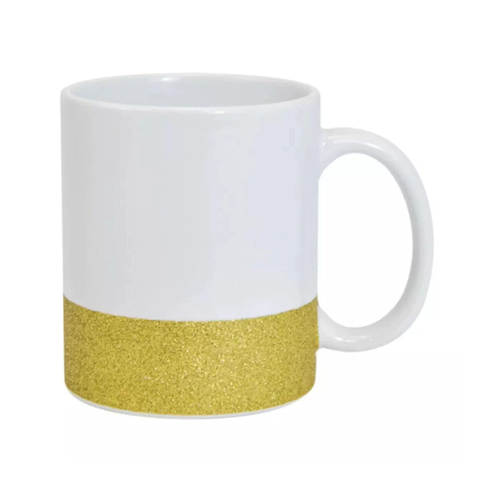 Caneca Branca com Faixa de Glitter – brilho e elegância em cada gole! - Imagem 5