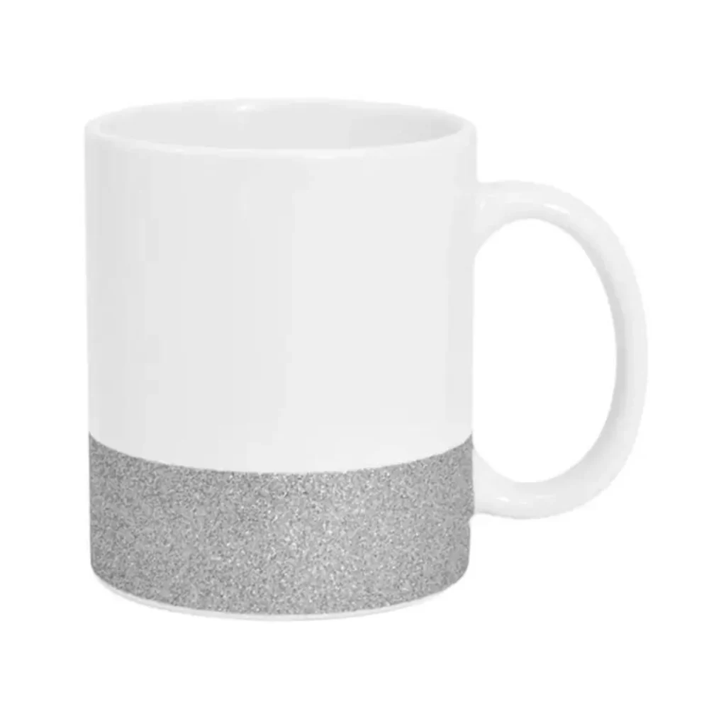 Caneca Branca com Faixa de Glitter – brilho e elegância em cada gole! - Imagem 4