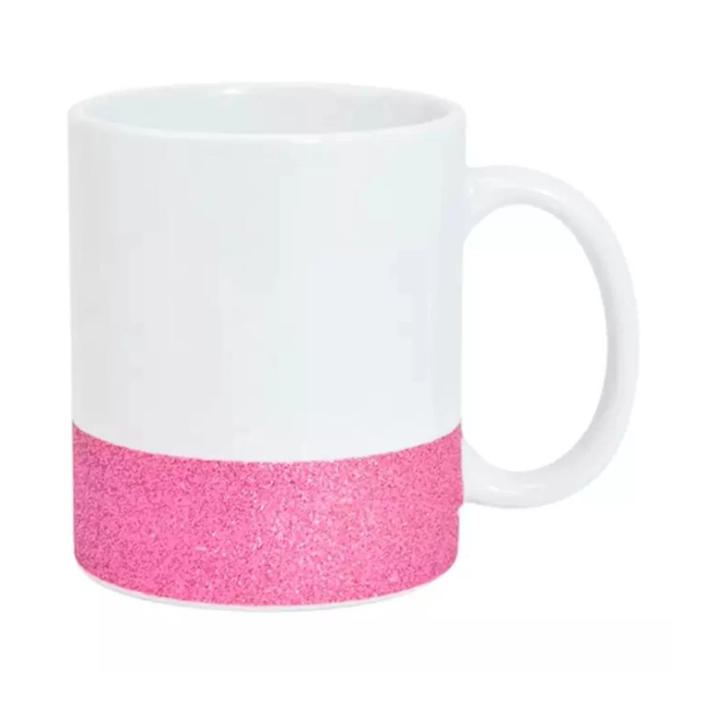 Caneca Branca com Faixa de Glitter – brilho e elegância em cada gole! - Imagem 3