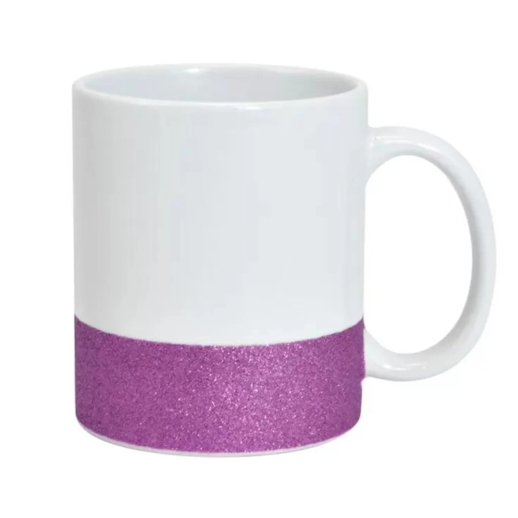 Caneca Branca com Faixa de Glitter – brilho e elegância em cada gole! - Imagem 2